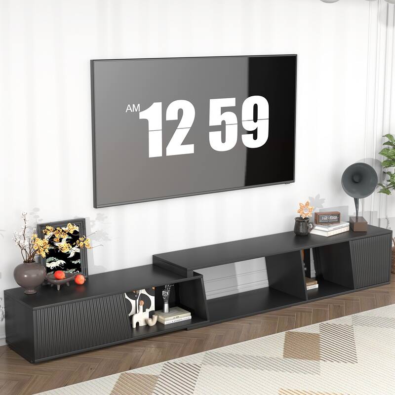 Gymojoy Extendable Adjustable Length 70.9"-106.2" TV Stand for 85-110 Inch Entertainment Center,Retractable Media Console Table.