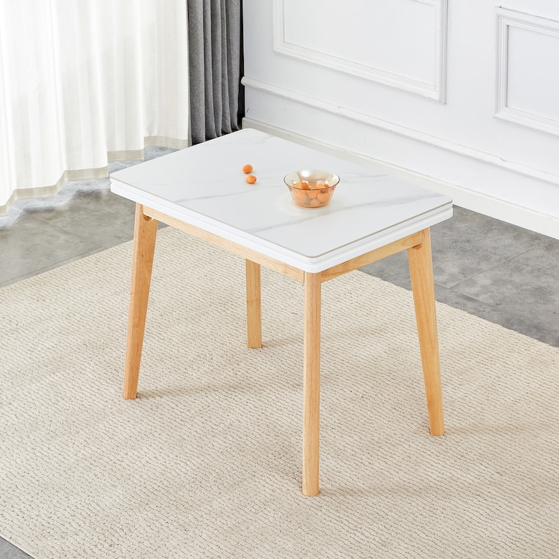 sintered stone tabletop with rubber wooden legs