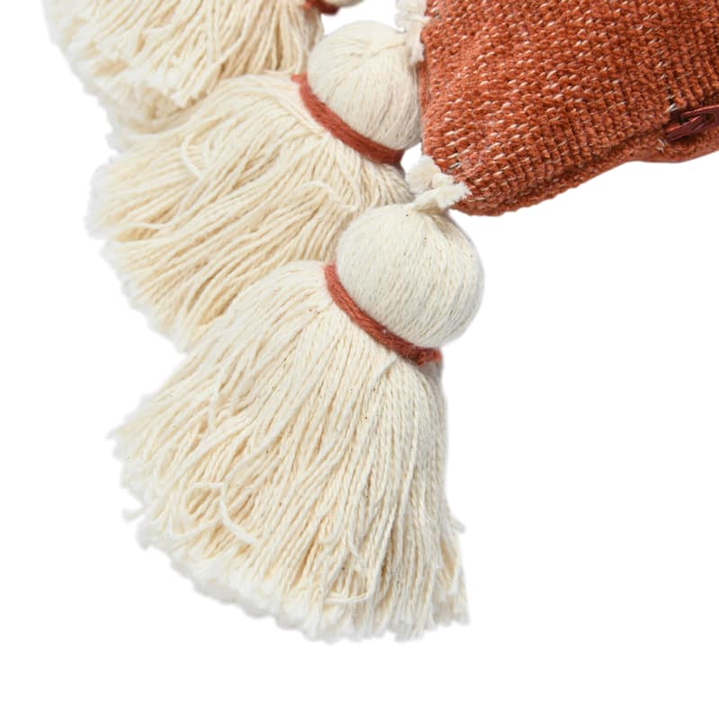 Cotton Chenille Lumbar Pillow with Tassels