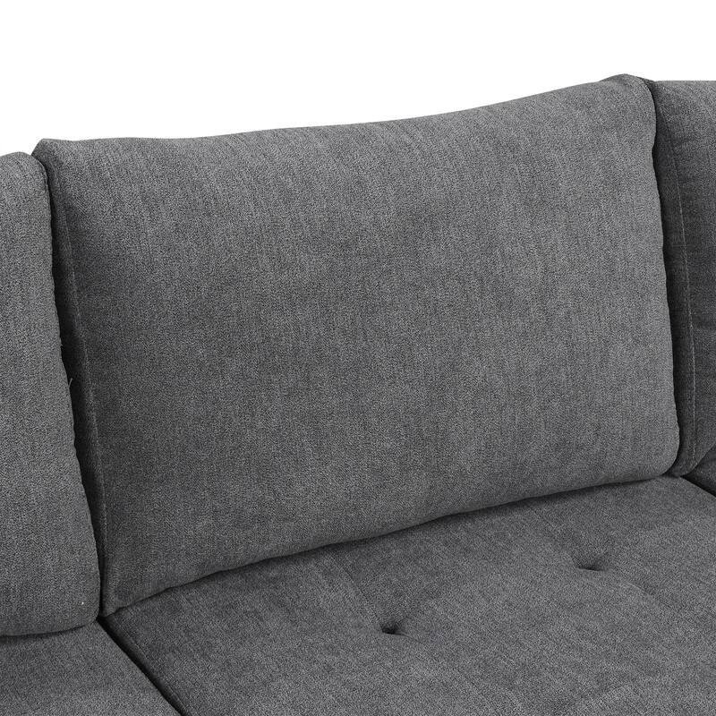 117.3" Chenille U-Shaped Sectional Sofa Bed with 2 Throw Pillows