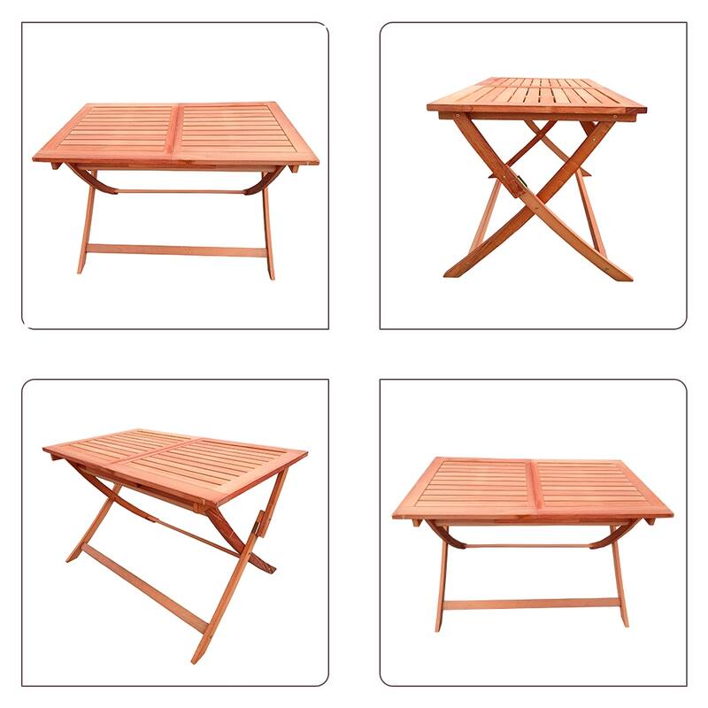 Foldable Outdoor Patio Dining Set/4 Chairs/1 Table,Teak Finish