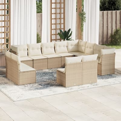 vidaXL Garden Sofa Set Beige, Cream White - 24.4 x 24.4 x 27.2
