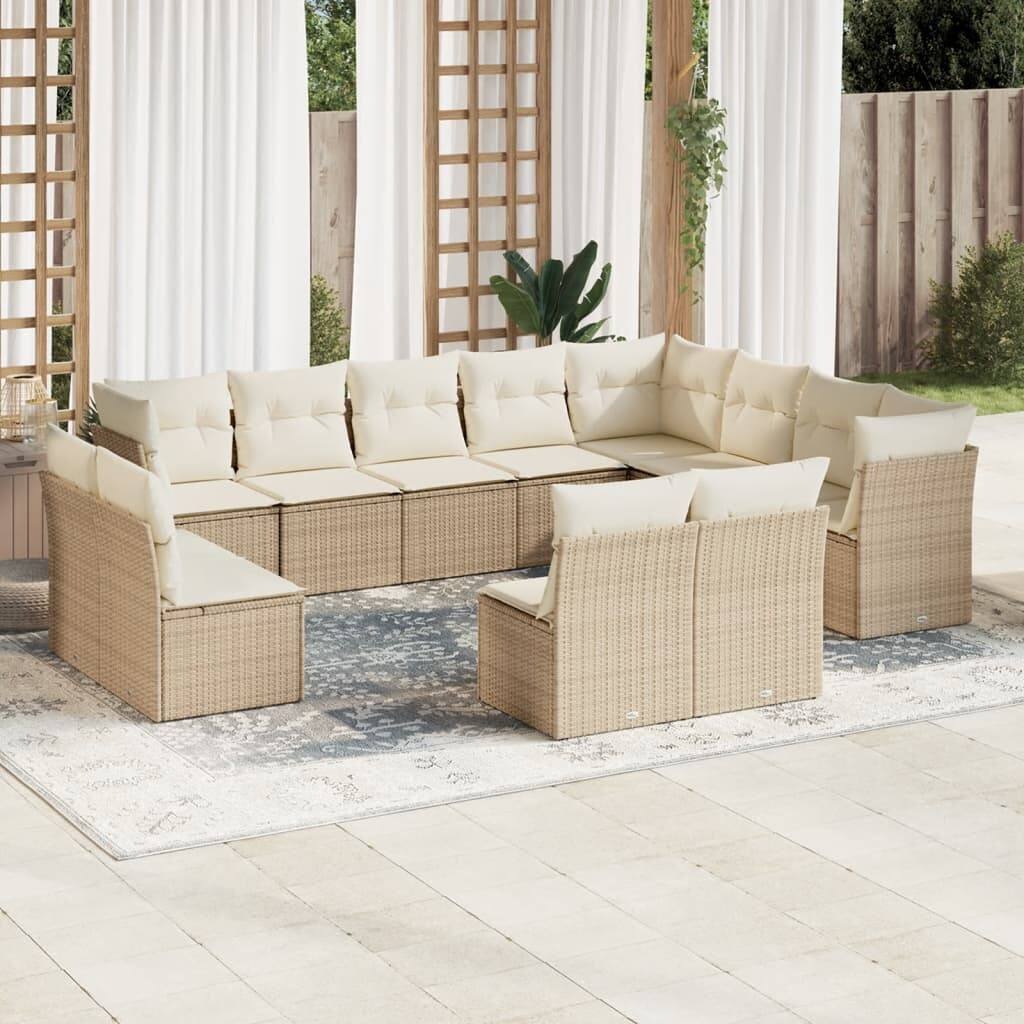 vidaXL Garden Sofa Set Beige, Cream White - 24.4 x 24.4 x 27.2