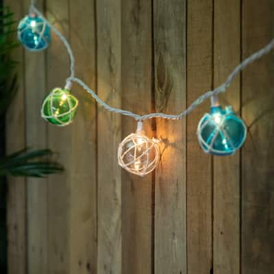 Multi-Color Globe Christmas Light Set - Clear Lights - 6ft White Wire - 10ct
