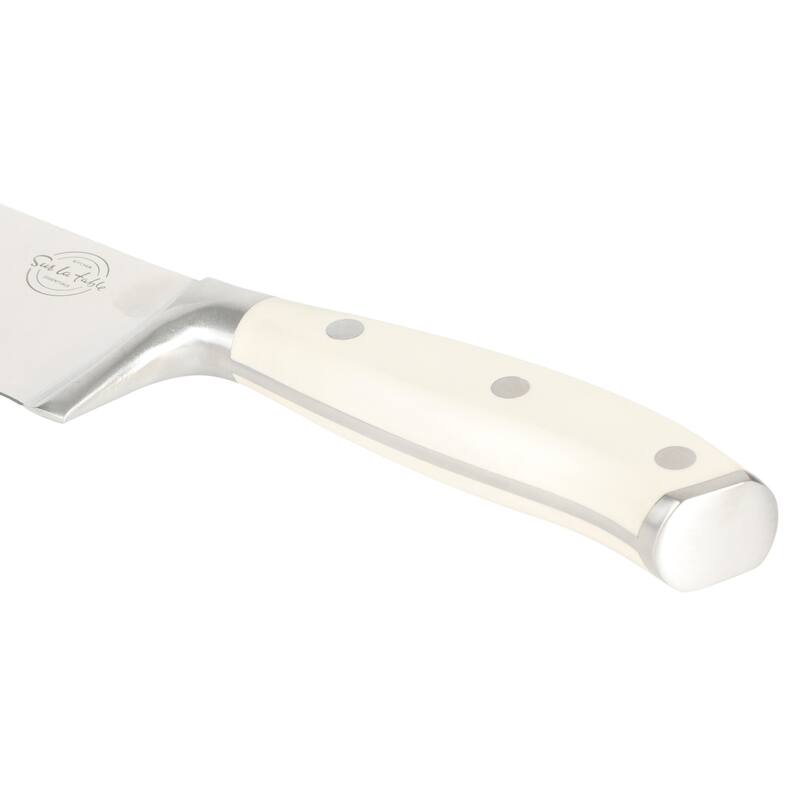 Sur La Table Kitchen Essentials High-Carbon German Steel 7 Piece Forged Cutlery Kitchen Knife Block Set W/ Ashwood Block