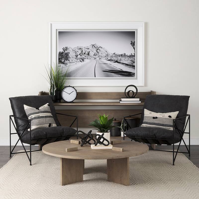 Thalia 13L x 21W Dark Gray and Cream Fabric Striped and Fringed Decorative Pillow Cover