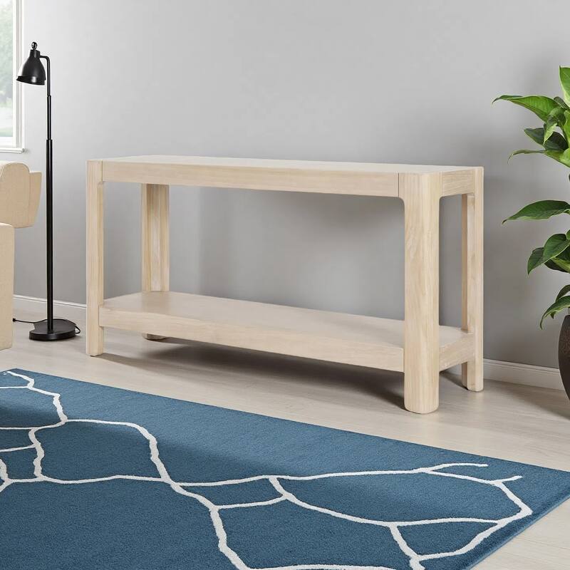 Modern Farmhouse Console Table with Rounded Corners & Adjustable Feet by Harper&Bright Designs - Natural