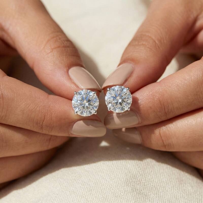 Bliss Diamond Certified 1.47Ct Round Diamond Studs in Gold Lab Grown