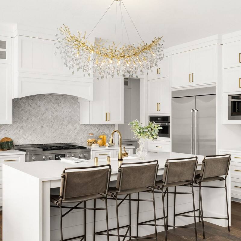 Modern Branch Crystal Linear Chandelier, 1100-1830mm Dining Pendant Light