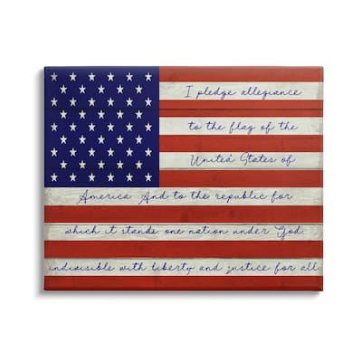 Stupell Pledge of Allegiance Flag Canvas Wall Art Design by Corinne Haig