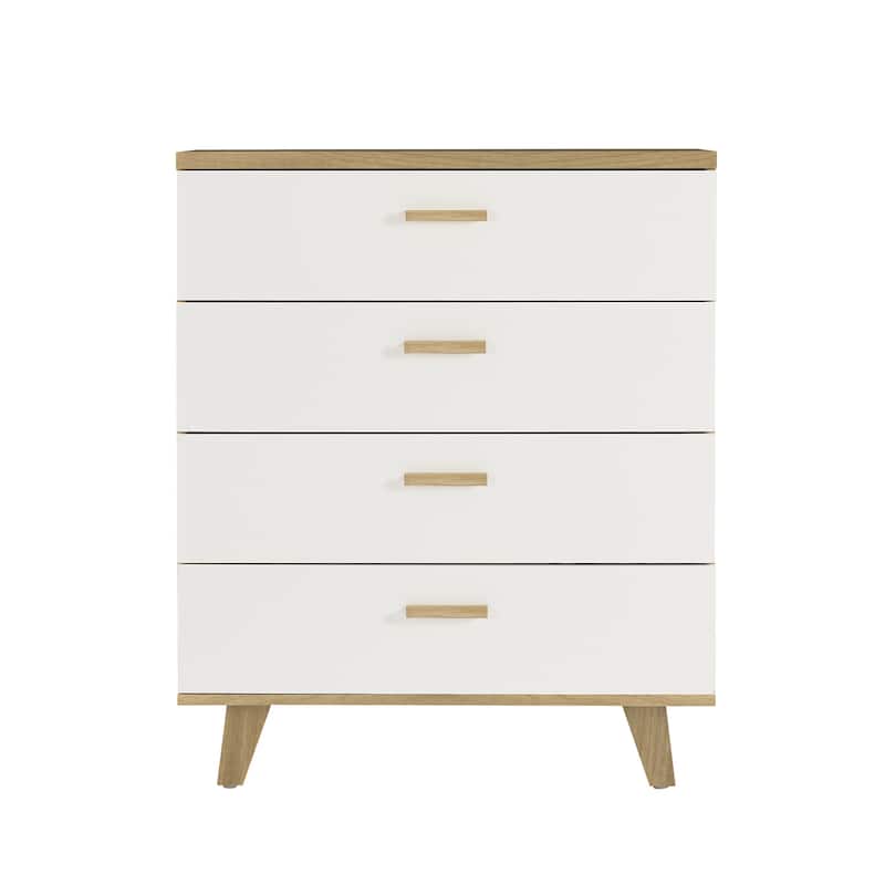 Modern White Oak Storage Solid Wood Drawer Dresser Side Cabinet