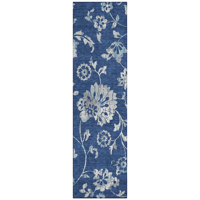 Machine Washable Indoor/ Outdoor Chantille Modern Floral Rug
