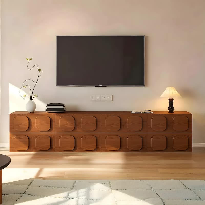 19.69" Media Console, Brown Solid Wood with Vent, Side Table, Night Stands,1 Piece