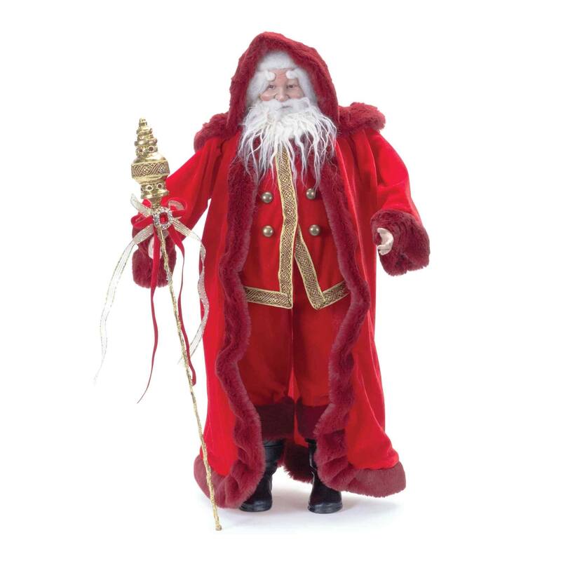 Santa with Staff Christmas Figure - 23" - Red and Gold