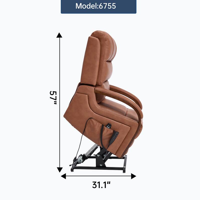 Roomfitters Dual Motor Power Lift Recliner, Infinite Position Massage Chair with Solid Wood Armrests, Chenille