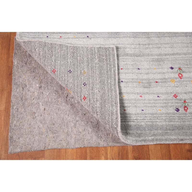 Gabbeh Oriental Square Area Rug Handmade Silk Carpet - 7'9" x 8'2"