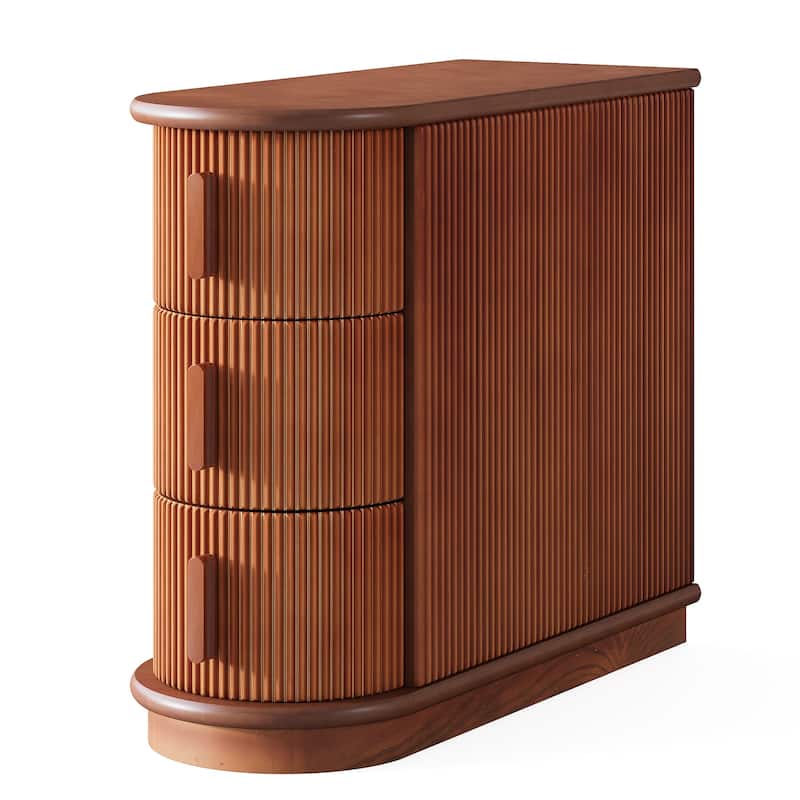 Solid Wood Side End Table with Drawers for Living Room