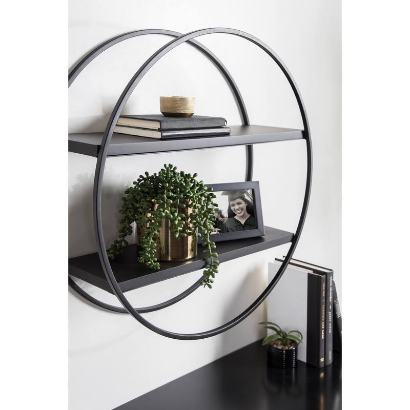 Kate and Laurel Sequoia Round Metal Wall Shelf