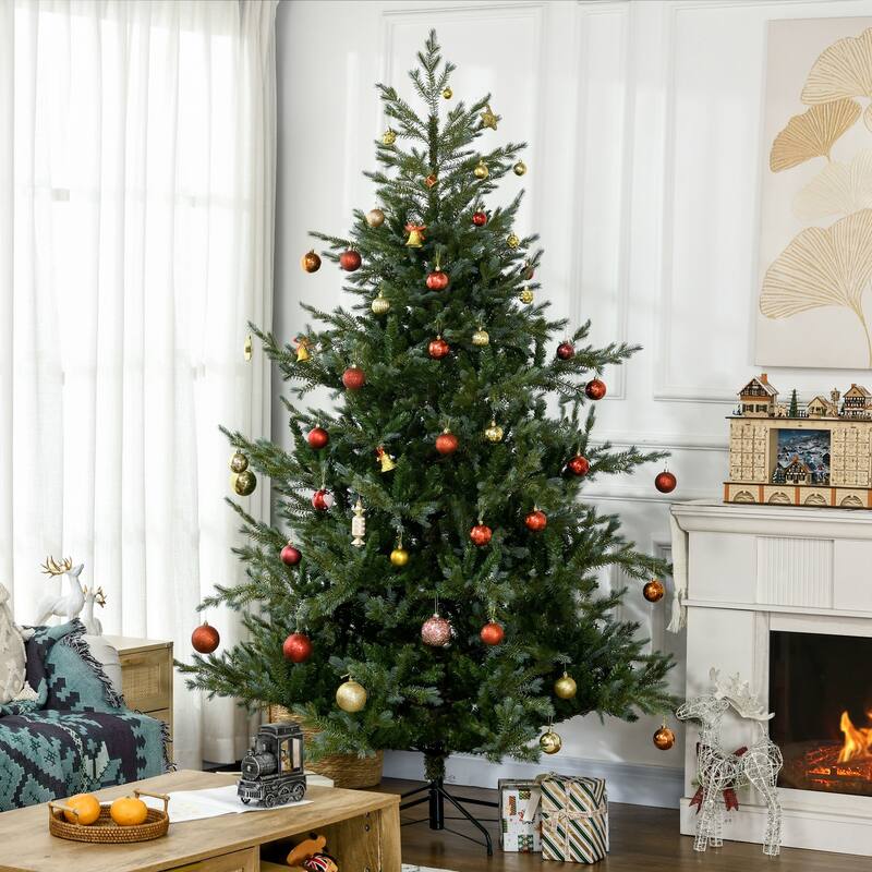 Full-Bodied 7.5ft Artificial Christmas Tree with Steel Base and Easy Fluffing for Cozy Holiday Ambiance