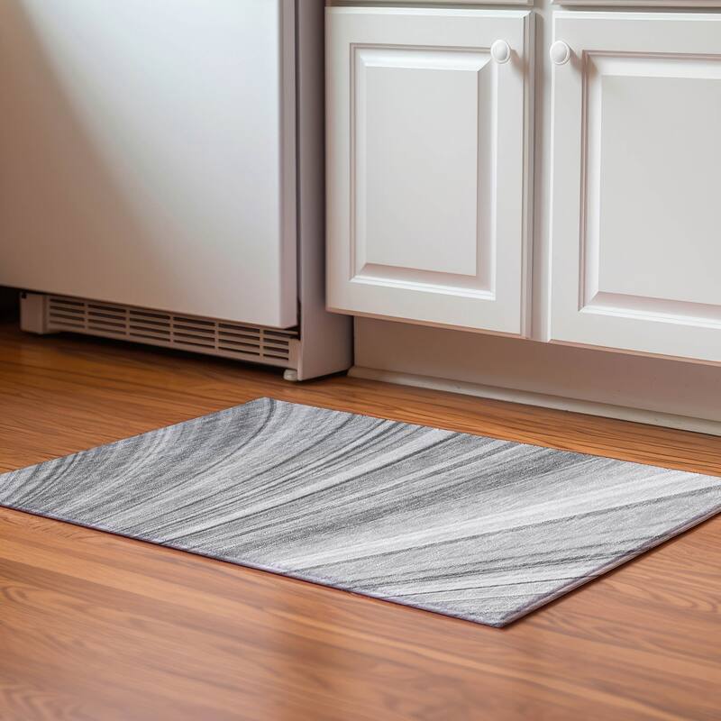 Premium Washable Super Soft Striped Abstract Mayfield Rug - Gray - 1' 8" x 2' 6" - Rectangle