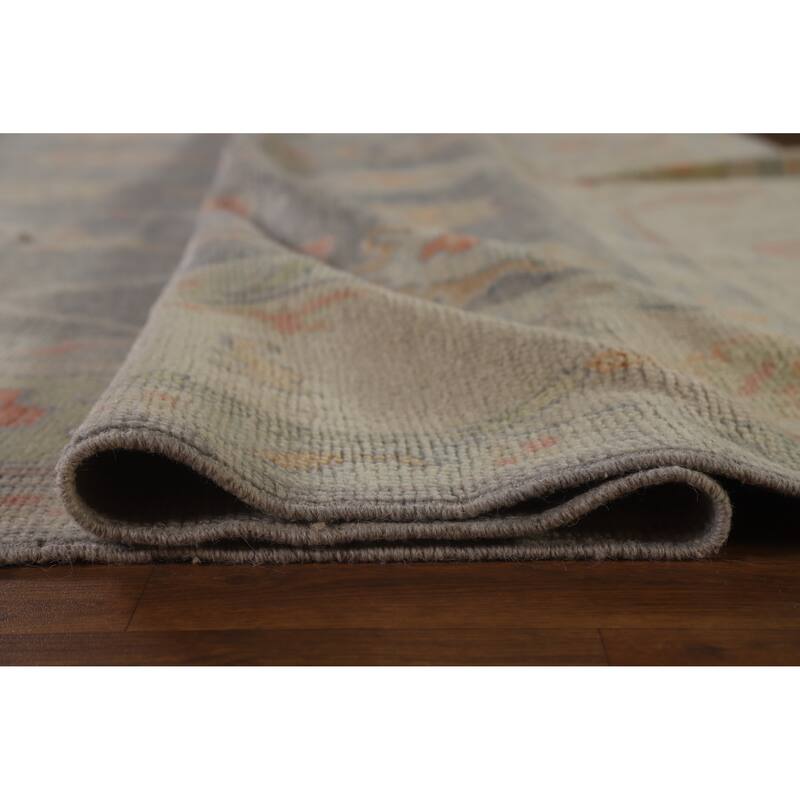 Hand Knotted Oriental 100% Wool Carpet Transitional All-Over Greys & Charcoal Oushak Area Rug - 12' 0'' X 8' 1''