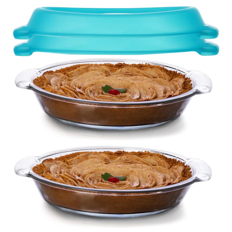 Libbey Bakers Premium Glass Pie Dish Set of 2 with Lids