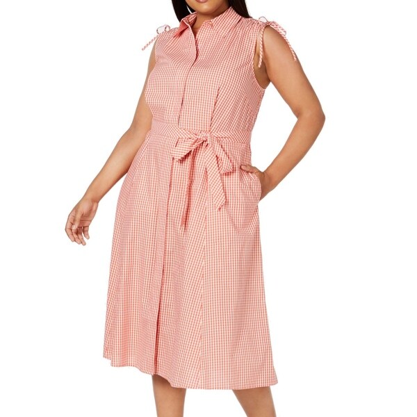 calvin klein gingham shirtdress
