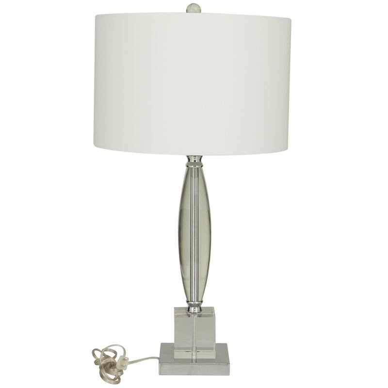 Crystal Transparent Base Room Table Lamp with Drum Shade - Clear - CosmoLiving by Cosmopolitan