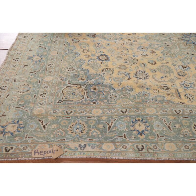 Hand Knotted Oriental 100% Wool Carpet Traditional Floral Oranges & Rust Mashad Area Rug - 10' 10'' X 9' 4''
