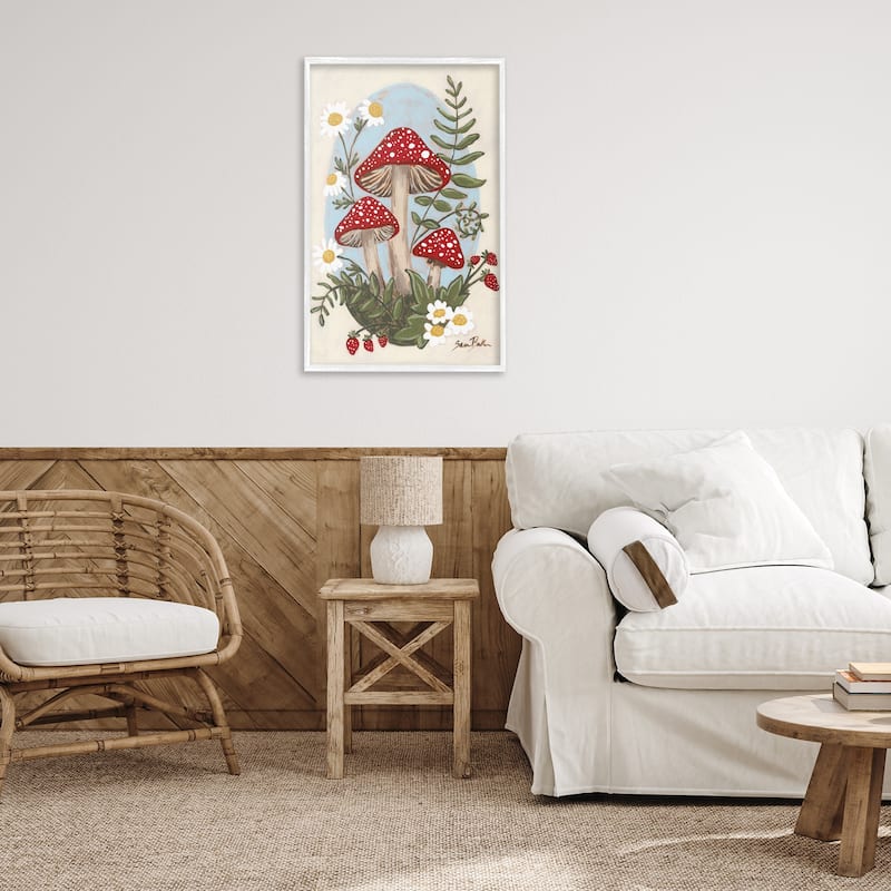 Stupell Cottage Mushrooms & Blooms Framed Giclee Art Design By Sara Baker