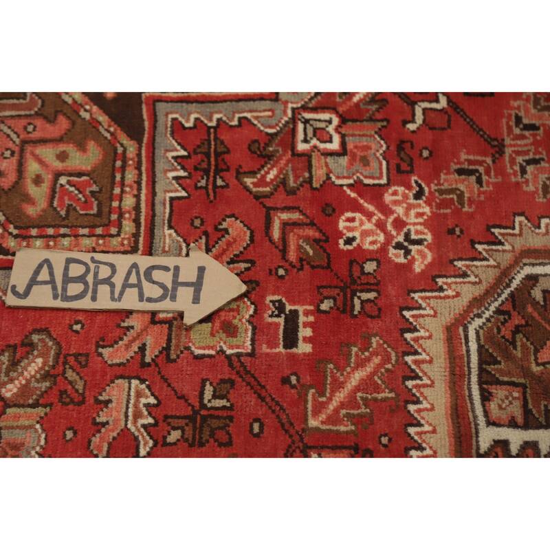 Hand Knotted Oriental 100% Wool Carpet Traditional Medallion Oranges & Rust Heriz Area Rug - 9' 11'' X 7' 2''