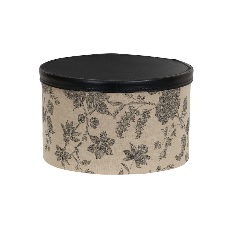 Household Essentials Nestable Hat Boxes with Faux Leather Lids, Set of 3