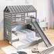 preview thumbnail 2 of 6, Kids Twin House Bunk Bed with Slide, Trundle, and Storage Stairs, Pine Wood Frame with Roof and Window Design