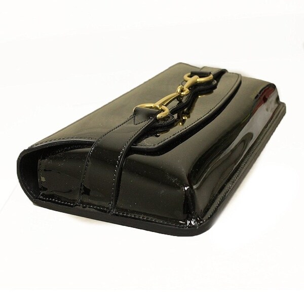 black patent leather evening bag