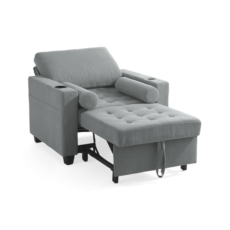 2 Set Convertible Adjustable Lounge 3-in-1 Pull-Out Sleeper Chair Bed