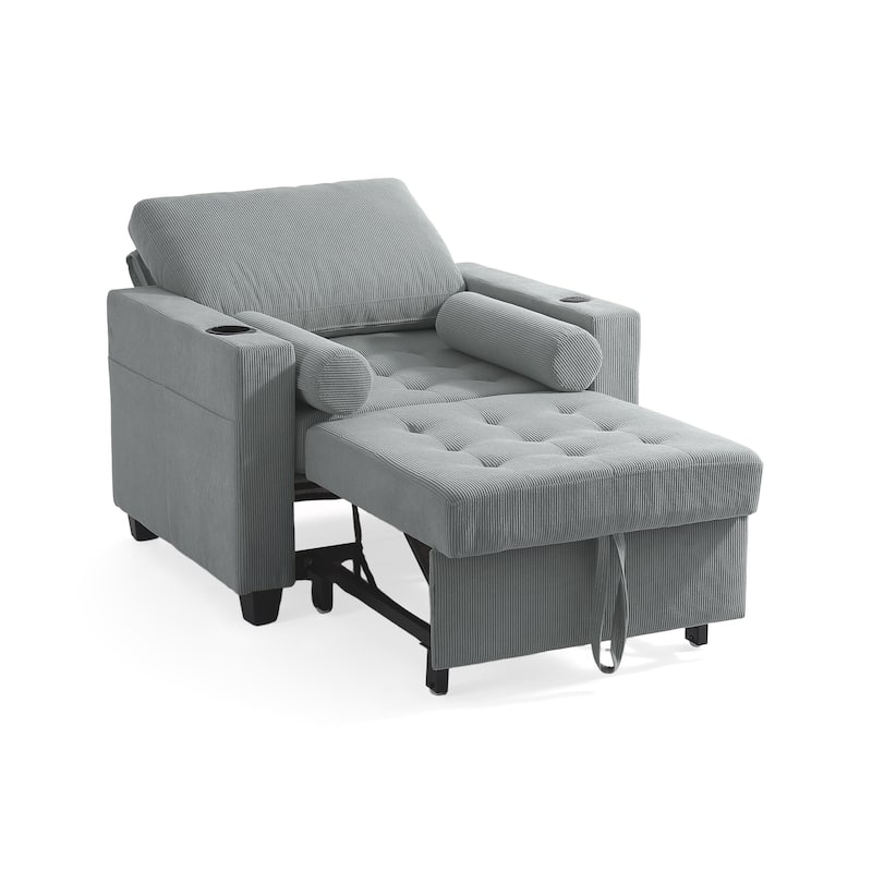 3-in-1 Pull-Out Sleeper Chair Bed Convertible Adjustable Lounge