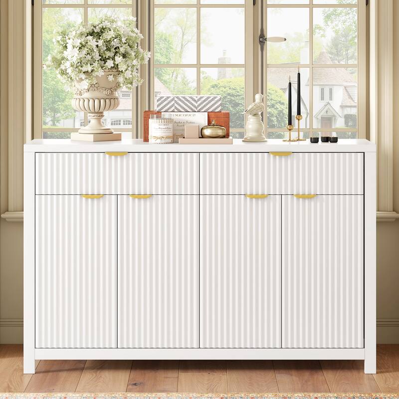 Storage Sideboard Cabinet with 3-Level Adjustable Shelves - White