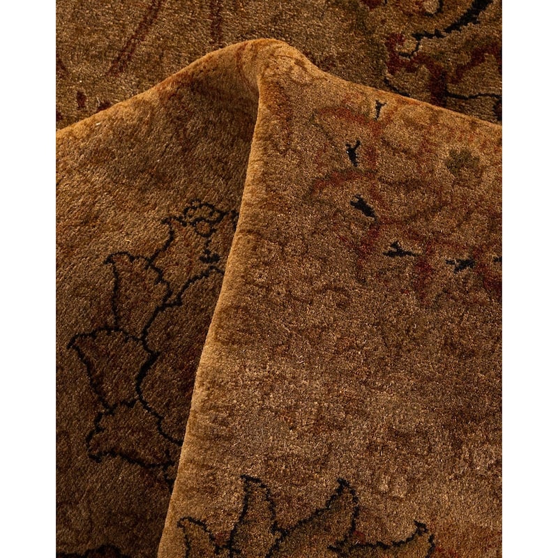 Overton Hand Knotted Wool Vintage Inspired Modern Contemporary Overdyed Brown Area Rug - 4' 1" x 6' 8"