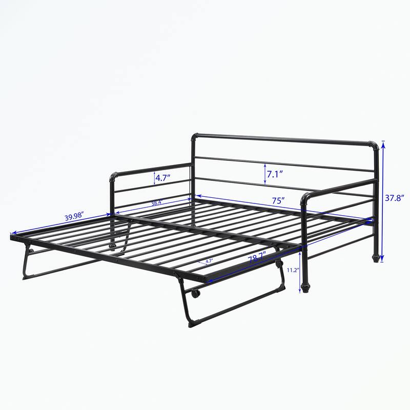 Twin Size Daybed with Adjustable Trundle