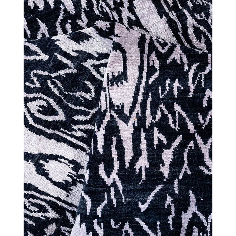 Ikat One-of-a-Kind Hand-Knotted Area Rug, Black - 8' 1" x 10' 4"