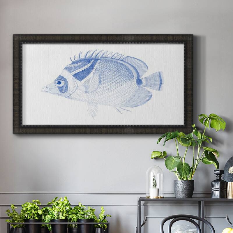 Blue & White Tropical Fish IV Premium Framed Canvas- Ready to Hang