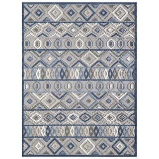 3' x 5' Gray Blue Aztec Pattern Indoor Outdoor Area Rug - 3' x 5' - Bed ...