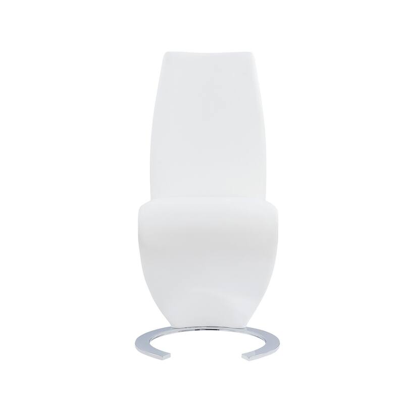 HomeRoots Set of Two Black and Silver Upholstered Faux Leather Dining Parsons Chairs - White