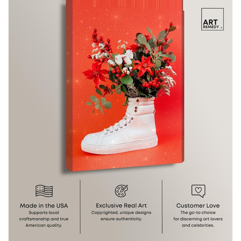 Christmas Sneaker Canvas by Art Remedy, Gallery Wrapped