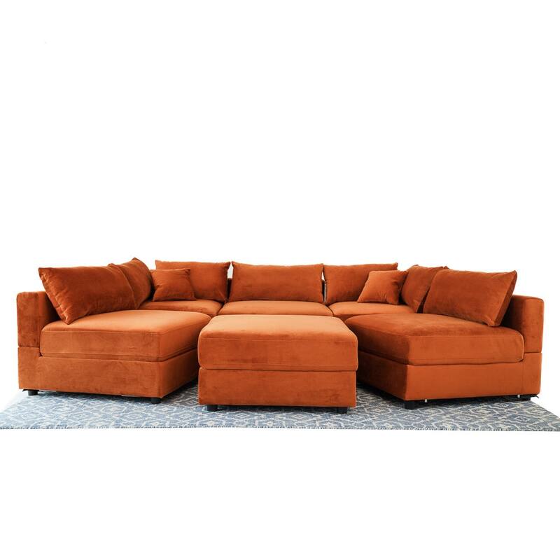 GDFStudio - Hayward Velvet 6-Seater Modular Sectional Sofa