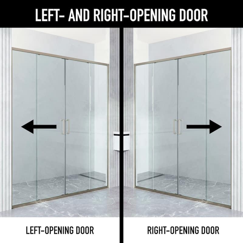 VIGO Paloma 56 to 60 in. W x 74 in. H Semi-Frameless Double-Sliding Shower Door with Clear Tempered Glass