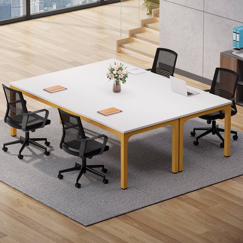 Rectangle 13FT Large Conference Table Set of 2, 78.74-Inch Meeting Seminar Table, Long Business Table