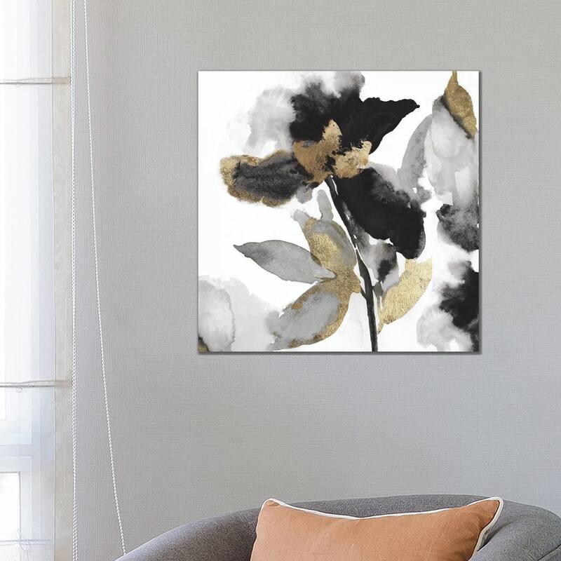 iCanvas "Black Petals Gold Leaves II" by Asia Jensen Canvas Print - 26x26x1.5