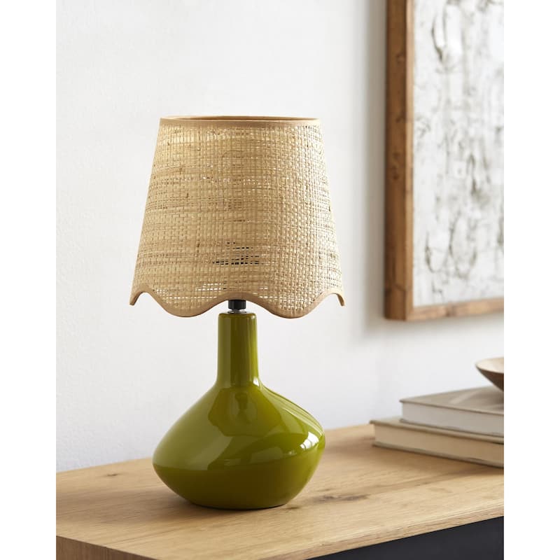 Livabliss Aviara Rustic Accent Table Lamp - Green/Wheat