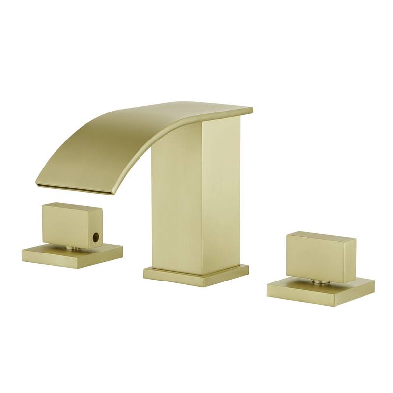 2-Handle Waterfall Bathroom Sink Faucet, Widespread Bathroom Faucets for Sink